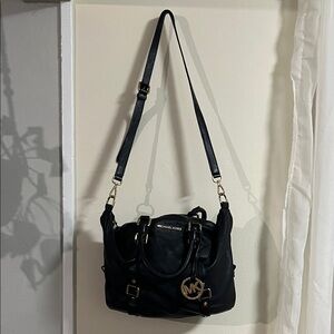 Michael Kors Black Crossbody Bag with Gold Accents